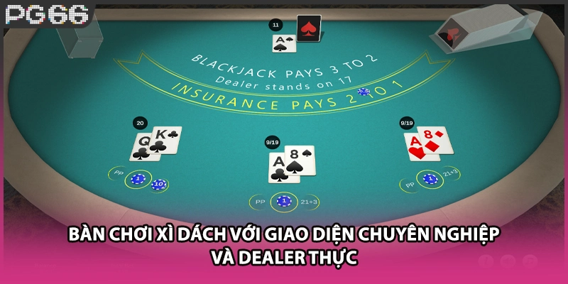 Bàn chơi Xì Dách với giao diện chuyên nghiệp và dealer thực Bàn chơi Xì Dách với giao diện chuyên nghiệp và dealer thực